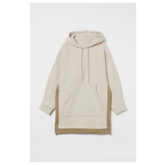 H&M Conscious Collection Taupe Oversized sweatshirt long Hoodie Dress - Picture 4 of 16